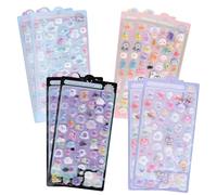 Fatiya 8 hojas de calcomanías 3D lindas hinchadas, mini calcomanías decorativas de plástico, calcomanías reutilizables de dibujos animados para funda de teléfono, álbumes de recortes, planificador