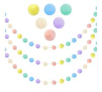 Fatiya Guirnalda de 3 bolas de fieltro de lana de 6.5 pies, guirnalda de pompones de colores pastel, hecha a mano, guirnalda de pompones de 30 bolas para pared, hogar, escuela, aula, fiesta,