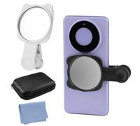 Fatiya Juego de 2 espejos para selfie con clip para cámara trasera de teléfono con caja y tela, espejo universal para cámara de smartphone, pantalla de monitor selfie para teléfono celular, video