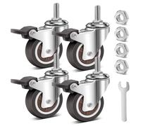 Fatiya Juego de 4 ruedas de vástago de 2 pulgadas con doble bloqueo, M8 x 25 mm, ruedas giratorias de 880 libras