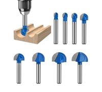 Fatiya Juego de 8 brocas para enrutador de caja de 1/4 pulgadas, broca de carburo sólido de punta redonda, punta redonda de doble flauta para carpintería, diámetro de corte de carpintería, diámetro de