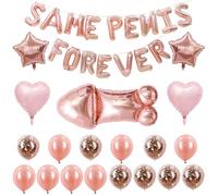 Fatiya Juego de globos de despedida de soltera de oro rosa, pancarta de letras de aluminio con globos de corazón y estrella, decoraciones de fiesta de compromiso para suministros de telón de fondo