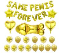 Fatiya Juego de globos dorados para despedida de soltera, pancarta de letras de aluminio con globos de corazón y estrella, decoraciones de fiesta de compromiso para suministros de telón de fondo