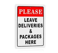 Fatiya Letrero de Deje los Paquetes Aquí 20 x 30 cm, Letreros de Entrega de Paquetes de Aluminio Inoxidable, Instrucciones de Entrega para Mis Pedidos Uso en Interiores y Exteriores, Trabajo en Casa,