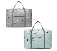 Fatiya (Paquete de 2) Bolsa de Viaje Plegable, Bolsa de Equipaje de Transporte Impermeable, Bolsa de Equipaje de Viaje Liviana para Deportes, Gimnasio, Vacaciones (Gray, Green), M