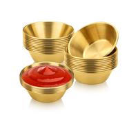 Fatiya Paquete de 25 platos de acero inoxidable de 2.65 pulgadas, cuencos redondos dorados, cuencos individuales de metal para condimentos para preparar salsa de soja, guarniciones, aperitivos