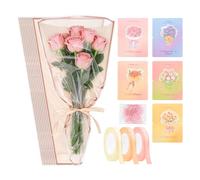 Fatiya Paquete de 50 fundas transparentes para ramo de flores con cinta, tarjeta y clip de papel, bolsas de envoltura de flores rosas de 17.1 x 11 pulgadas, funda de embalaje floral para graduación