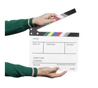 Fatiya Tabla de aplausos de película de 11.8 x 10.6 pulgadas, tablilla de madera para directores, tablilla de película reutilizable con corte de pizarra para escena de acción para estudio fotográfico