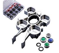 Faucet Aerator Tool,Guitar Shape Wrench,with 4 Replacement Nozzles and Installation Accessories Sink Aerator Removal Tool | for Screen Tightening Washbasin Kitchen Plumber Angle Valve Inlet Hose