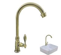 Faucet Bathroom Sink - Rotating Retro Basin Taps for Outdoor Laundry Balcony | Brass Construction with Chrome, Finish Swivel Spout Single Handle, Easy Installation for Home Kitchen Bathroom