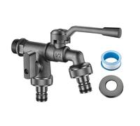 Faucet For Garden - Heavy Duty Anti-Freeze Tap | 2-Way Double Outlet Zinc Alloy Outdoor Water Tap For Garden Irrigation, Car Washing, Flower Watering, 1/2 Inch Thread Faucet Splitter, 1-Pack