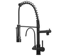 Faucet Kitchen 3 Way Kitchen Faucet Brass Rotating Spring 3 in 1 Drinking Water Faucet Water Hot and Cold Multifunction Mixer Kitchen 3 Way, Black