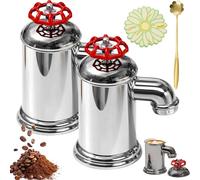 Faucet-Shaped Coffee Mug - Novelty Beverage Cup, 350ml Novelty Faucet Shaped Mug with Rotating Lid and Ergonomic Handle, Premium Ceramic Material Construction, for Home Office Cafe (2pcs)