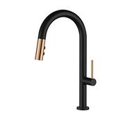 Faucets for Kitchen Sinks, Rotating Hot and Cold Kitchen Faucets Kitchen Faucet, Kitchen Faucet with Pull Down Sprayer with Shower Spout-Black Kitchen Faucet