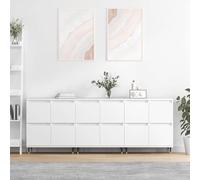 faucqel 3 aparadores de madera blanca 180 x 35 x 70 cm armario de salón con mucho espacio de almacenamiento y superficie estable para pasillo, comedor, dormitorio