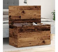 Faucqir Baúl de almacenamiento con aspecto de madera envejecida, 84 x 42 x 46 cm, con mucho espacio de almacenamiento, baúl estable y caja con tapa para pasillo, salón, dormitorio, habitación infantil
