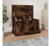 Faucqir Baúl de madera de roble ahumado de 50 x 30 x 28 cm con tapa como asiento y baúl de almacenamiento para salón, dormitorio, pasillo y habitación infantil con espacio de almacenamiento y