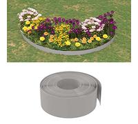 Faucqir Borde de césped gris polietileno 10 m de longitud 20 cm de altura flexible borde de jardín para arriate de flores, bancal alto, delimitación con sistema de ranuras, borde de terraza, borde