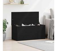 Faucqir Caja de almacenamiento de madera de roble negro, 100 x 42 x 46 cm, con amplio espacio de almacenamiento, versátil como baúl, baúl de asiento, organizador para salón, dormitorio