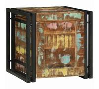 Faucqir Caja de almacenamiento de madera maciza de acacia, 40 x 40 x 40 cm, con marco de hierro, espacio de almacenamiento para salón, dormitorio, pasillo y habitación de los niños, caja de asiento