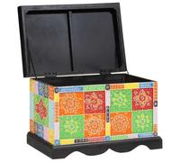 Faucqir Caja de almacenamiento de madera maciza de mango de 60 x 40 x 40 cm, multicolor, con gran espacio de almacenamiento para dormitorio y sala de estar, cofre de asiento, organizador y caja
