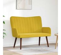 Faucqir Sofá de dos plazas de terciopelo amarillo con marco de metal, 115 x 61 x 87 cm, cómodo banco para salón y habitación de invitados, muebles tapizados modernos ideales para relajarse y sentarse
