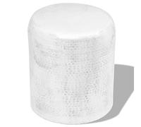 Faucqir Taburete auxiliar de aluminio martillado plateado, 36 x 47 cm, hecho a mano, versátil como mesa de centro, mesa de almacenamiento, mesa para plantas, salón, oficina, balcón