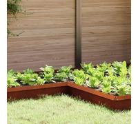 Faucqir Valla de caracol 4 piezas oxidada 10 x 10 x 25 cm de acero resistente a la intemperie, borde de jardín y borde de césped para arriates de jardín, arriate de flores, bancal alto con sistema de