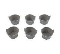 Fauhapyway 6 moldes de silicona antiadherentes resistentes al calor para freidora, huevos, magdalenas, magdalenas (gris)