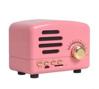 Fauhapyway Altavoz retro portátil con radio FM TF Tarjeta Soporte 1200mAh Batería para 5-8 horas de reproducción Vintage (rosa)