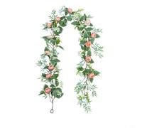 Fauhapyway Arco decorativo de ratán simulado con flores de rosa, vid artificial de 190 cm para decoración del hogar, boda, fiesta, follaje de plástico colorido (B)