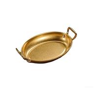 Fauhapyway Bandeja ovalada retro de acero inoxidable 304 con asas dobles para aperitivos, hamburguesas y papas fritas, 24,3 cm (dorado)