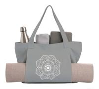 Fauhapyway Bolsa de lona de algodón para esterilla de yoga con bolsillo para teléfono para iPhone 16, bolsa deportiva impermeable para mujer (gris)