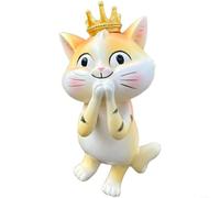 Fauhapyway Bonita figura de resina de gato con corona de dibujos animados con diseño real para decoración de patio al aire libre, adorno naranja, 15 x 8 x 8,5 cm