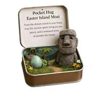 Fauhapyway Caja de adorno de Pascua de plástico 3D, diseño de abrazo de bolsillo con Jesús conejito, pollito, cordero, mariposa para decoración navideña (estatua de piedra)