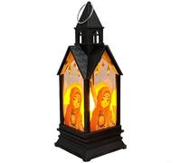 Fauhapyway Farol electrónico de vela con diseño de luna, efecto de parpadeo suave, para fiesta de Ramadán, accesorio de decoración colgante negro portátil (B)