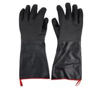 Fauhapyway Guantes profesionales resistentes al calor para barbacoa, neopreno, impermeables, guantes de cocina con forro de algodón para cocinar a la parrilla 35 cm, color negro
