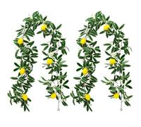Fauhapyway Guirnalda artificial de limón, verde y amarillo, decoración de pared, camino de mesa, casa de campo, decoración del hogar, 175 cm