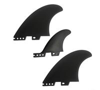 Fauhapyway Juego de 3 aletas de tabla de surf FCS2 de doble pestaña de fibra de vidrio con material ABS para deportes acuáticos Surfing 138-150MM piezas negras (FCS2 generación)