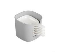 Fauhapyway Juego de 6 cuencos pequeños con asas y estante para ketchup, salsa, vinagre, aperitivos, aperitivos, cuencos de plástico blanco, 12,5 x 9,2 cm