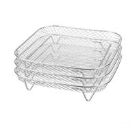 Fauhapyway Juego de estante cuadrado de acero inoxidable 304 para freidora de aire, con 3 estantes apilables de deshidratación para cocinar múltiples alimentos de 8.07 pulgadas