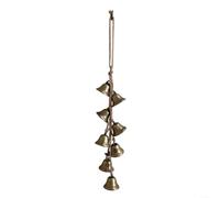 Fauhapyway Manilla de puerta de metal de cobre, campana de bendición montada en la pared de 42 cm para decoración del hogar, campanillas colgantes serenas (cobre)
