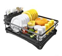Fauhapyway Moderno estante para platos de cocina de acero al carbono | Acabado elegante, decoración moderna, marco resistente, fácil de limpiar, organizador de encimera de cocina