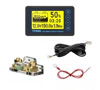 Fauhapyway Monitor de batería de 8-120 V 0-500 A, medidor de Coulomb con 0,5% de precisión, pantalla en tiempo real para litio RV solar (luz amarilla 100 A)