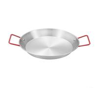 Fauhapyway Paellera de acero inoxidable para mariscos, plato para servir, wok, bandeja inferior plana redonda para cocina, restaurante, 18-28 cm (22 cm)