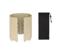 Fauhapyway Parabrisas de aluminio para estufa de camping con caja de almacenamiento, pantalla de viento portátil para cocinar al aire libre, protector de llama eficiente para estufas de butano, negro