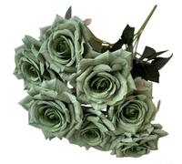 Fauhapyway Ramo de flores artificiales de 7 cabezas de 41 cm, decoración floral de simulación para boda, hogar, sala de estar, dormitorio, arreglo blanco y azul (verde)