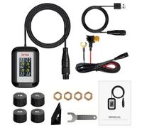 Fauhapyway Sistema inalámbrico de control de presión de neumáticos TPMS, pantalla de aplicación IP67 impermeable, 4 sensores externos para coche, SUV, camión