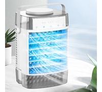 Fauitay Aire Acondicionado Portátil, Unidad de Aire Acondicionado Personal de 3 Velocidades con Luz Nocturna de 7 Colores, Sincronización 2-4-8H y Enfriador Evaporativo de Tanque Doble