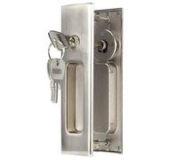 Fauitay Aleación de zinc puerta corredera cerradura cerradura pestillo conjunto baño balcón puerta herrajes (cuadrado plateado cepillado)